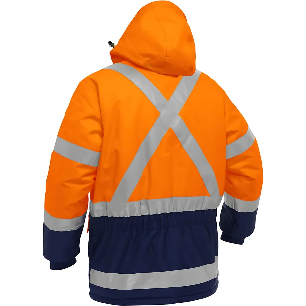 Bisley 343M6450X-ORNV/4X ANSI Type R Class 3 and CSA Z96 Class 2 X-Back Extreme Cold Jacket with Navy Bottom