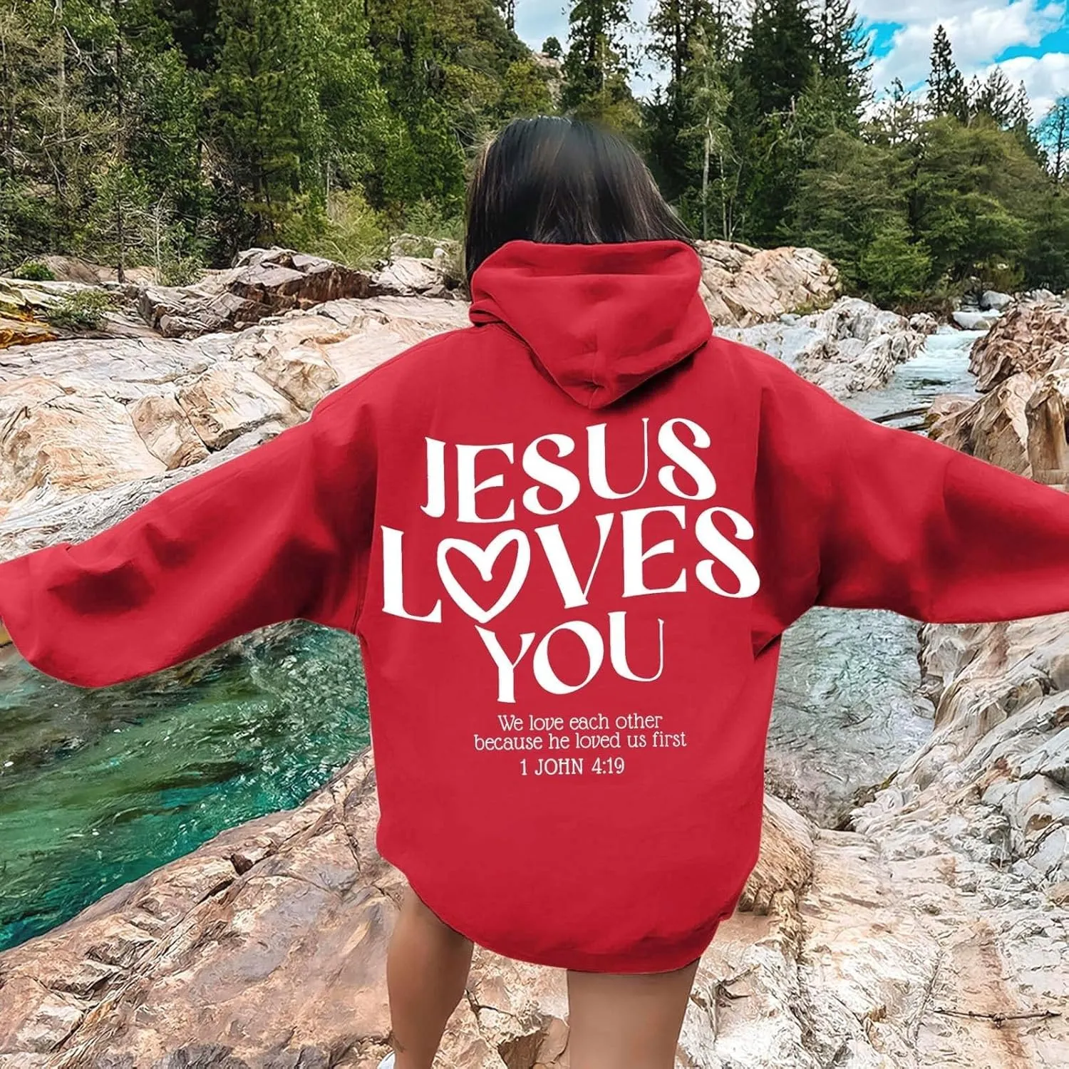 Cute Oversized Hoodies Jesus Loves You Hoodie Jesus Hoodie Preppy Hoodies- Christian Hoodie Hoodie For Girls