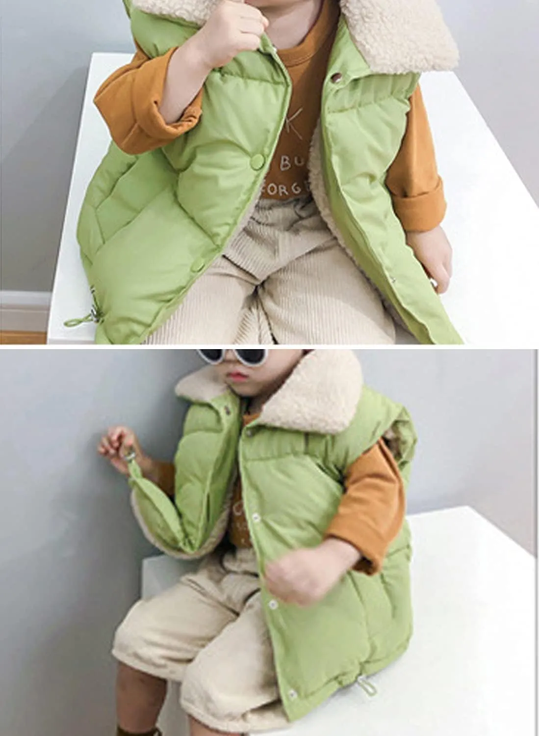 EISHOW Baby Boys Girls Fleece Vest Waistcoat Down Jacket Winter Fuzzy Thick Cotton-Padded Puffer Jacket Sleeveless Coat