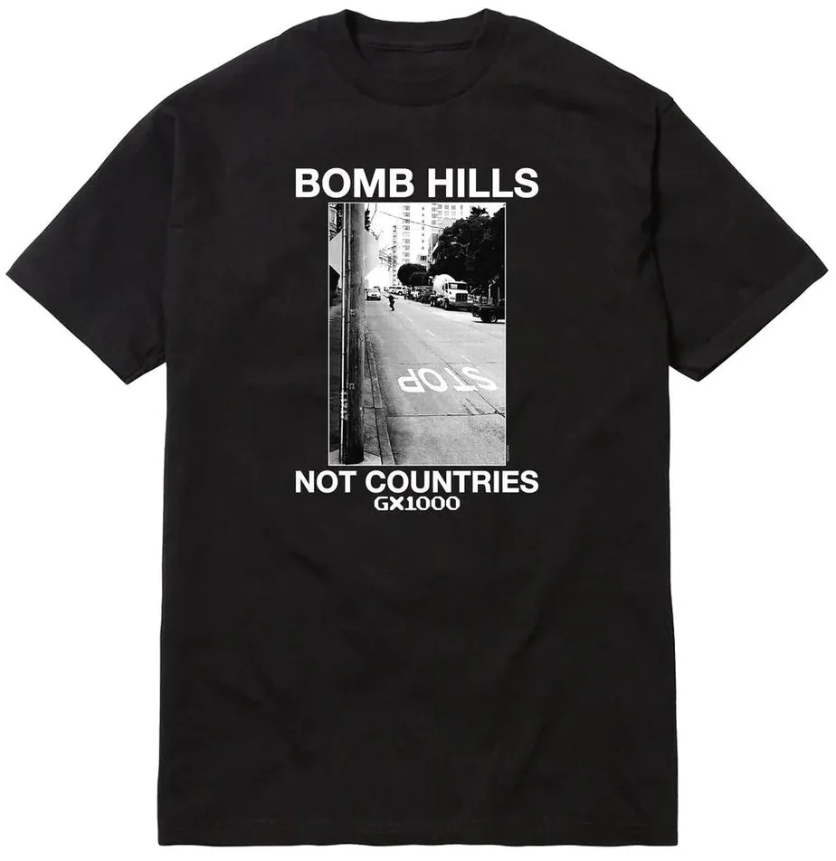 GX1000 Bomb Hills Not Countries Tee, Black White