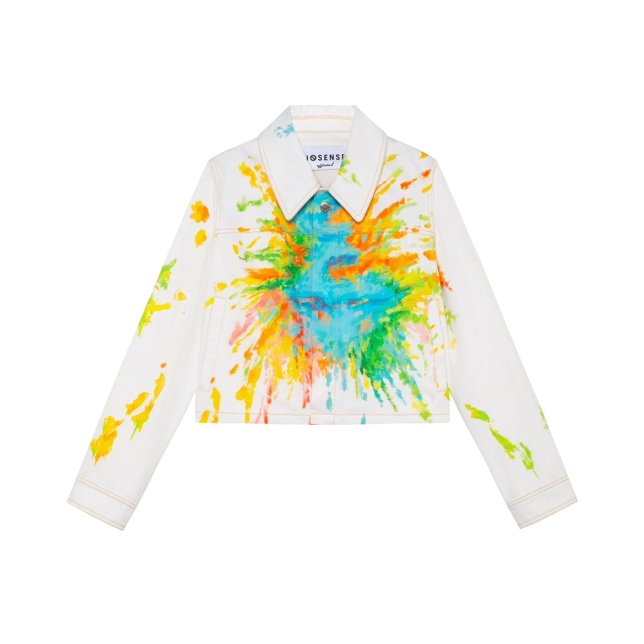 Illustration Print Button Placket Long Sleeve Denim Jacket