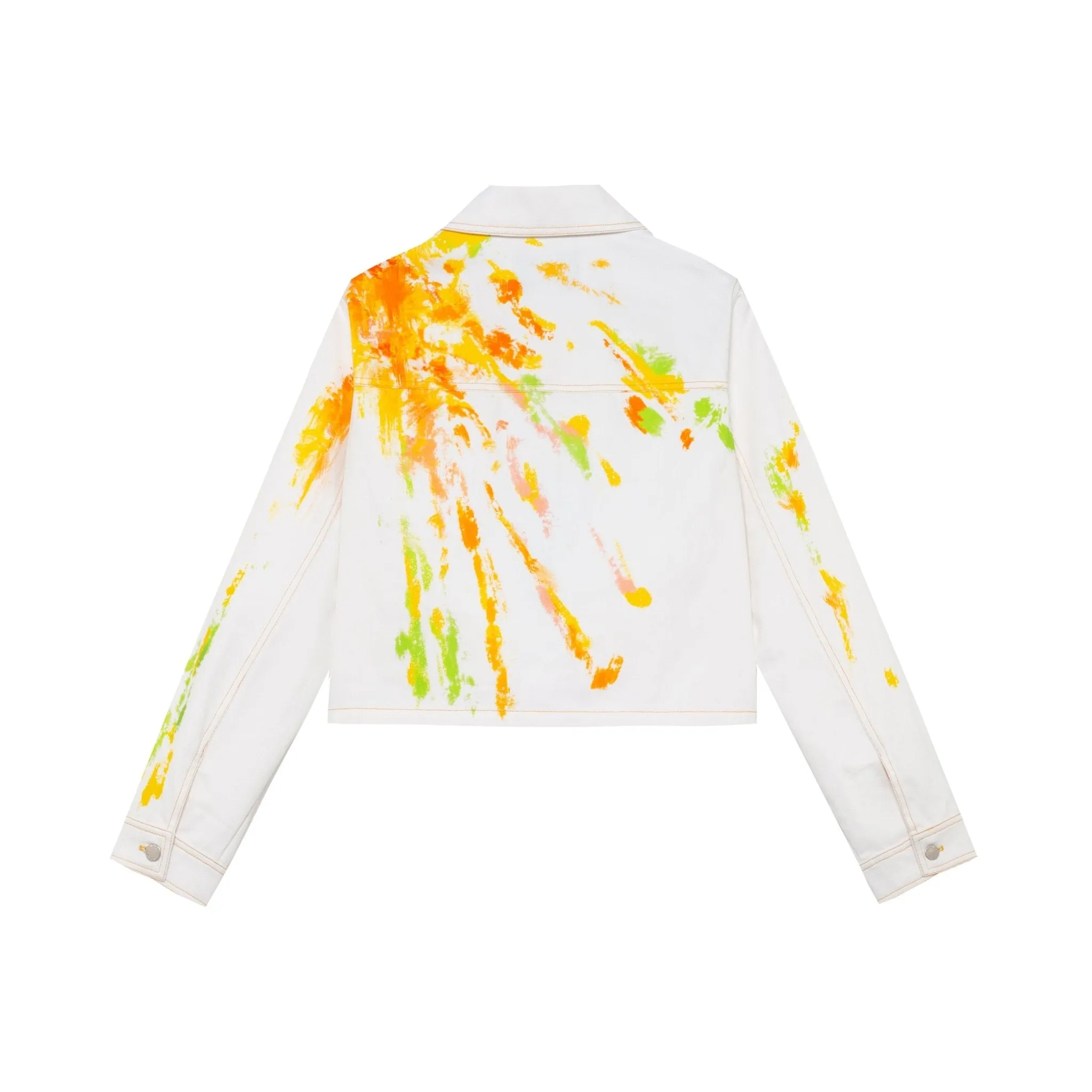 Illustration Print Button Placket Long Sleeve Denim Jacket