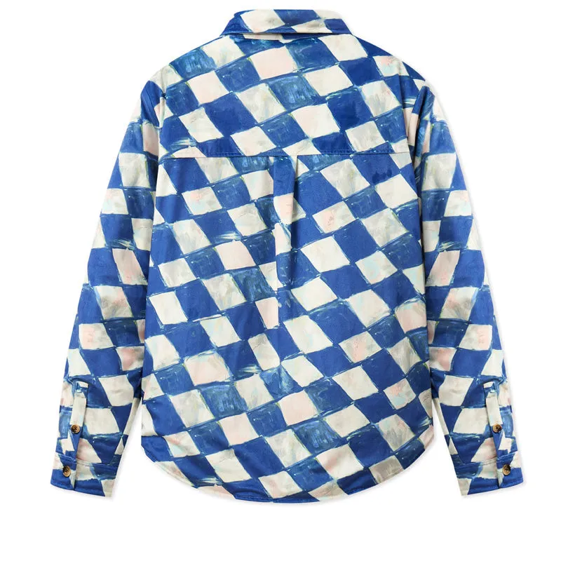 KidSuper Moleskin Checkered Quilted Overshirt - Blue