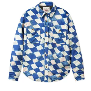 KidSuper Moleskin Checkered Quilted Overshirt - Blue