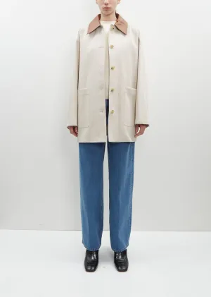 Leather-Collar Cotton Barn Jacket
