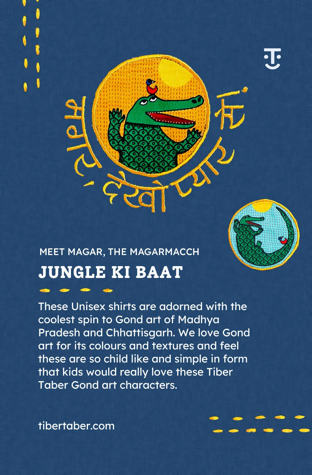 Magar, Dekho Pyar Se Crocodile Shirt-Navy