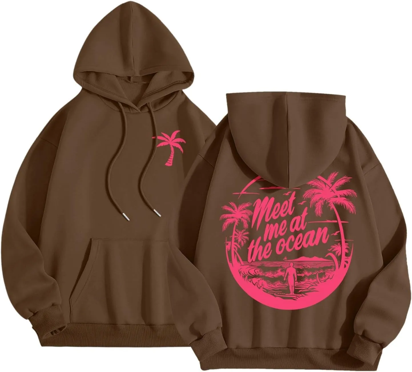 Meet Me at The Ocean Hoodies Sweatshirt for Women 2024 Oversized Y2k Hooded Shirt Trendy Beach Sweatshirs Tops