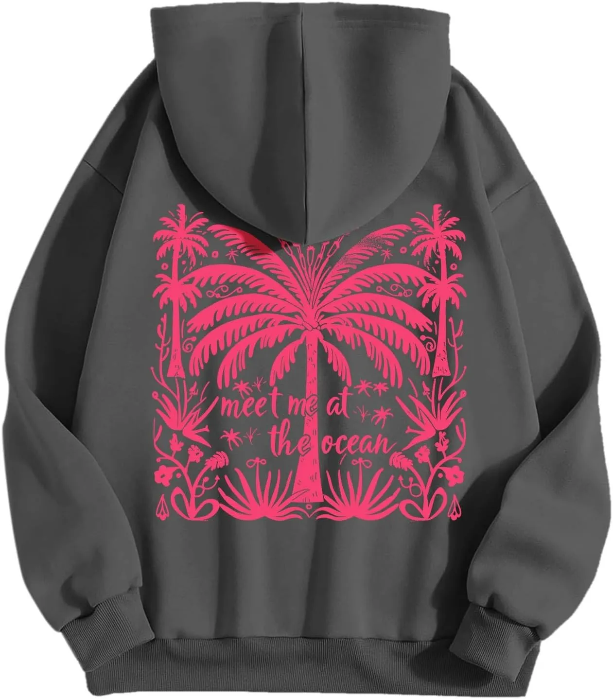 Meet Me at The Ocean Hoodies Sweatshirt for Women 2024 Oversized Y2k Hooded Shirt Trendy Beach Sweatshirs Tops