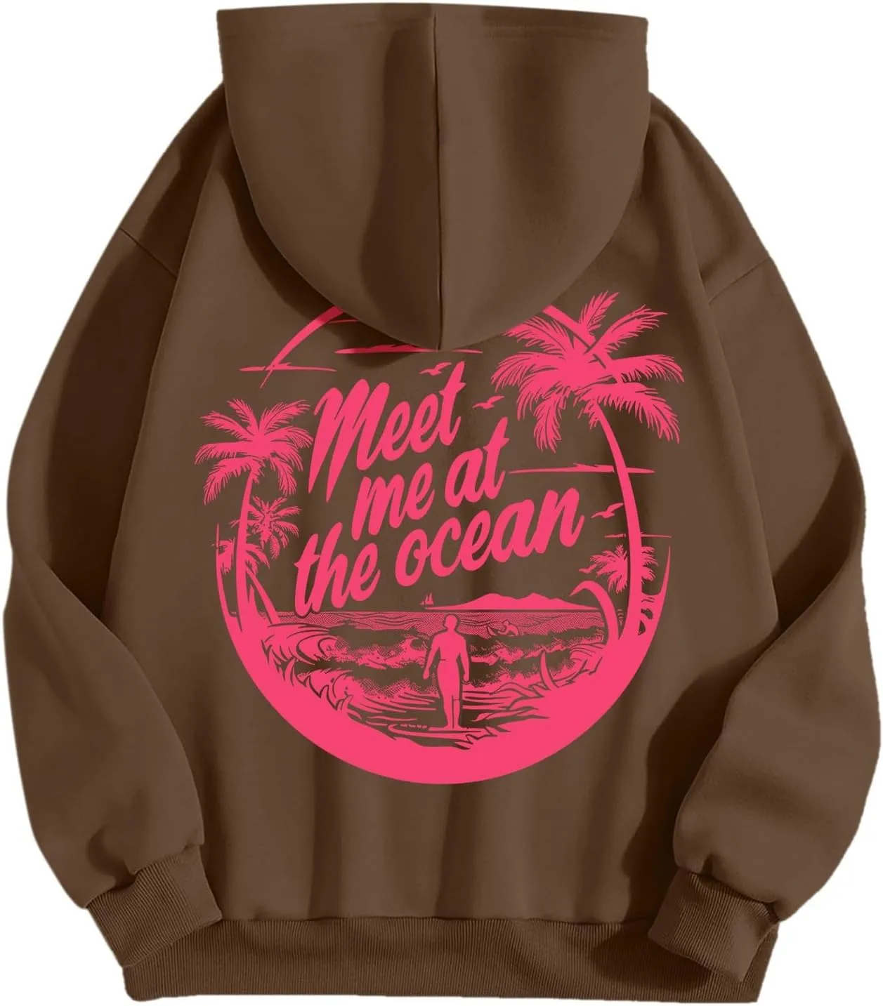 Meet Me at The Ocean Hoodies Sweatshirt for Women 2024 Oversized Y2k Hooded Shirt Trendy Beach Sweatshirs Tops