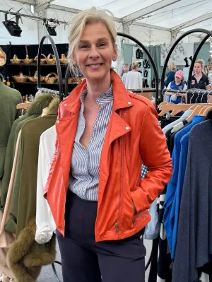 Orange Biker Leather Jacket
