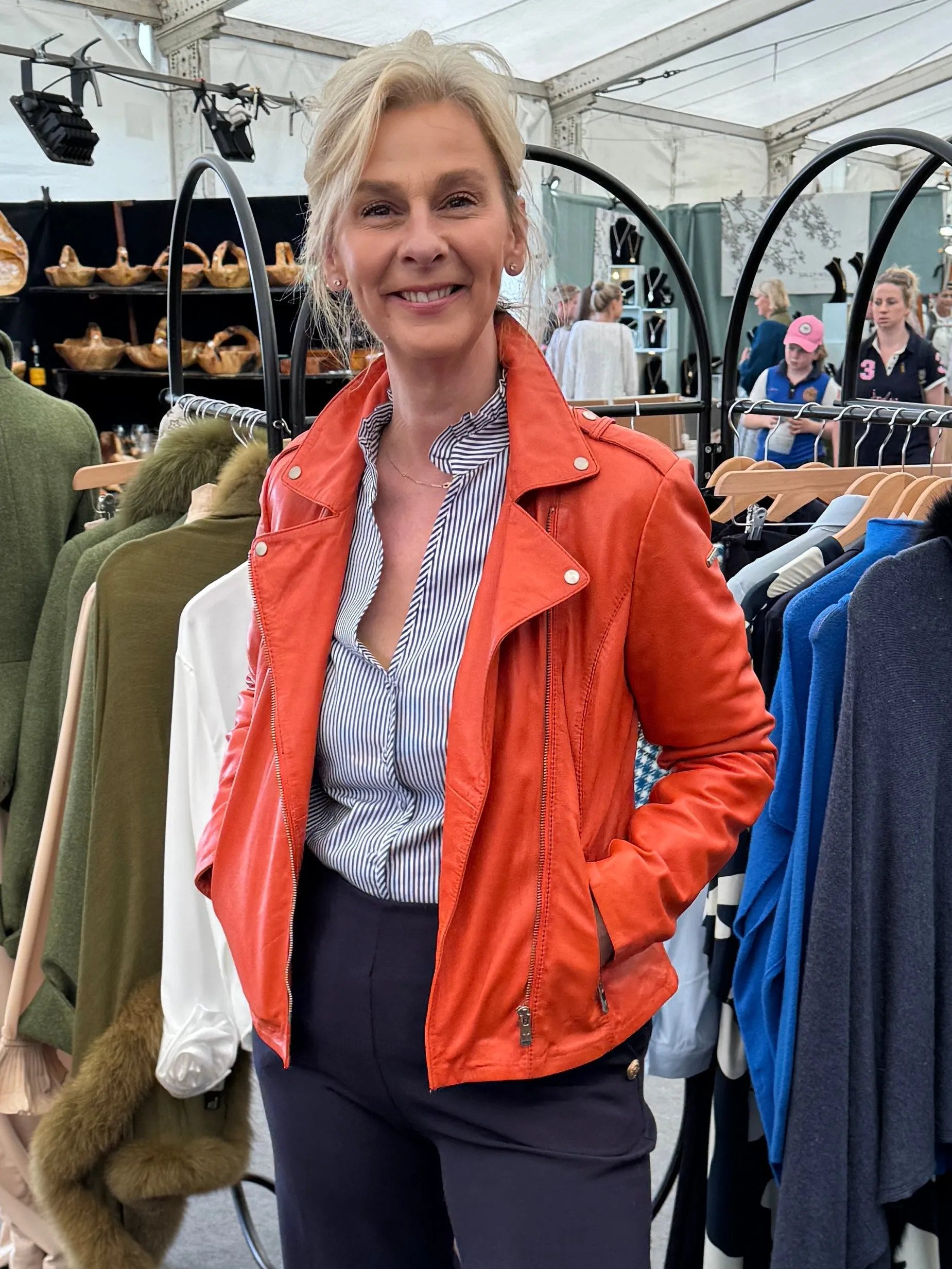 Orange Biker Leather Jacket