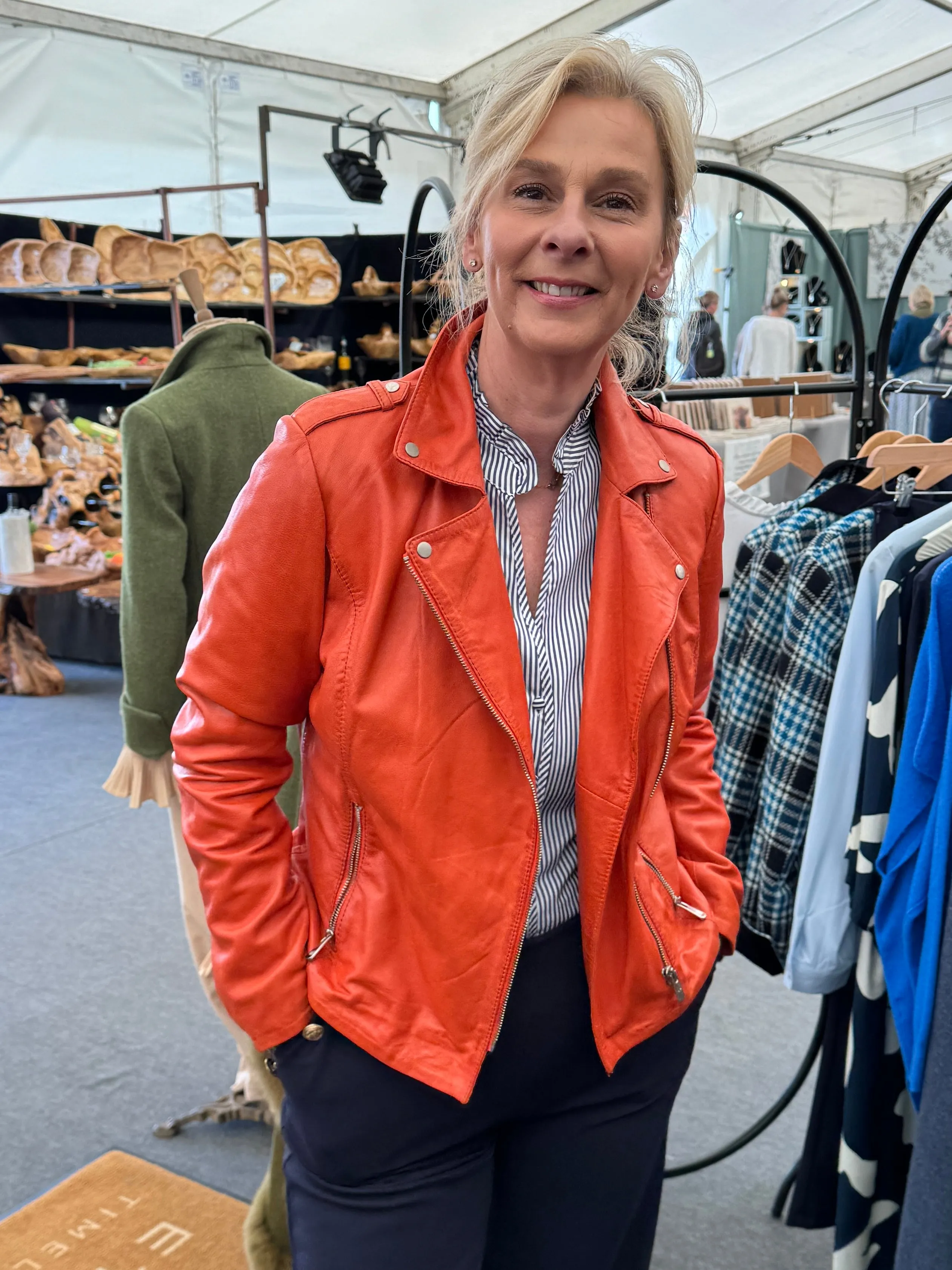 Orange Biker Leather Jacket