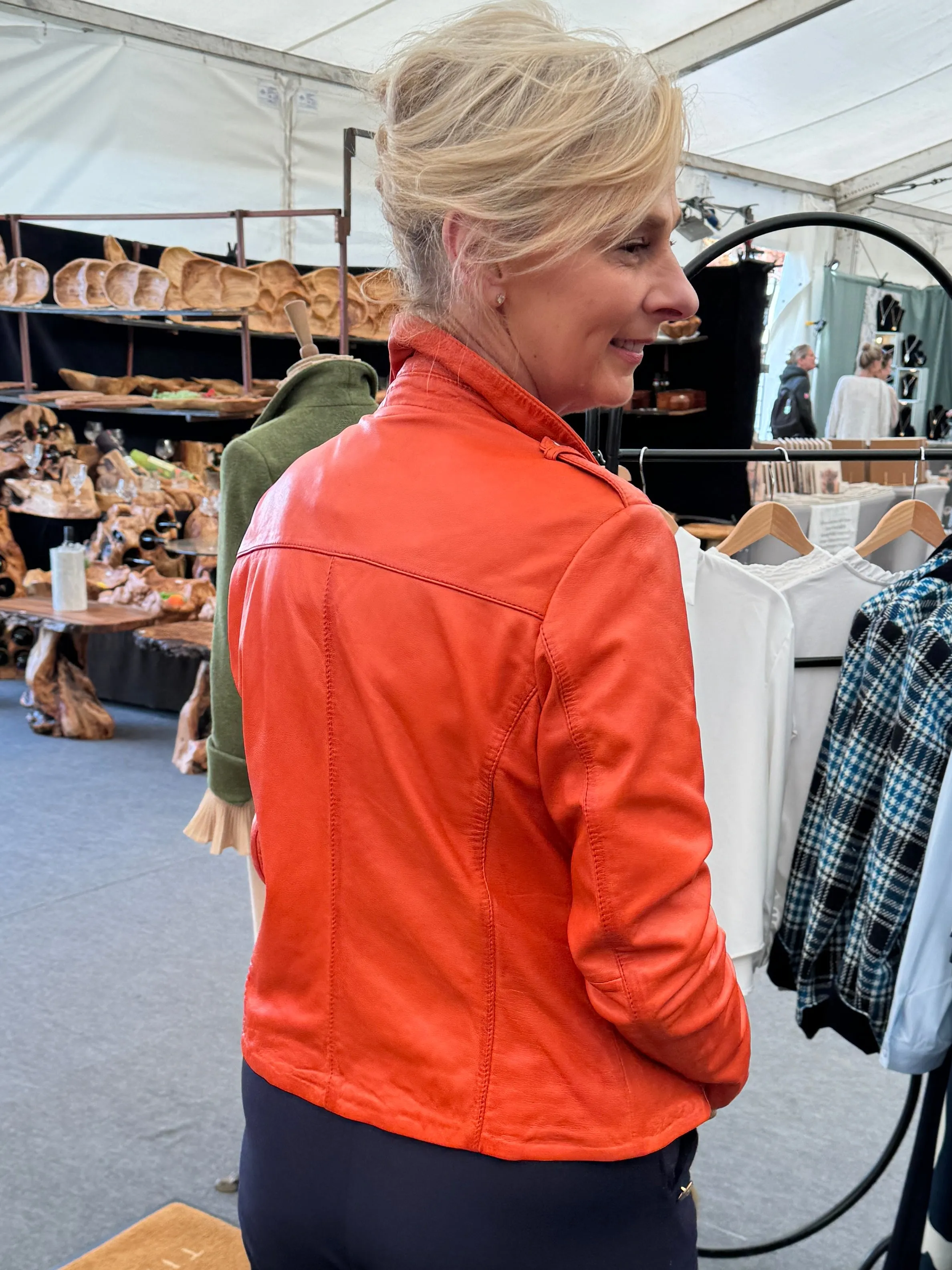 Orange Biker Leather Jacket
