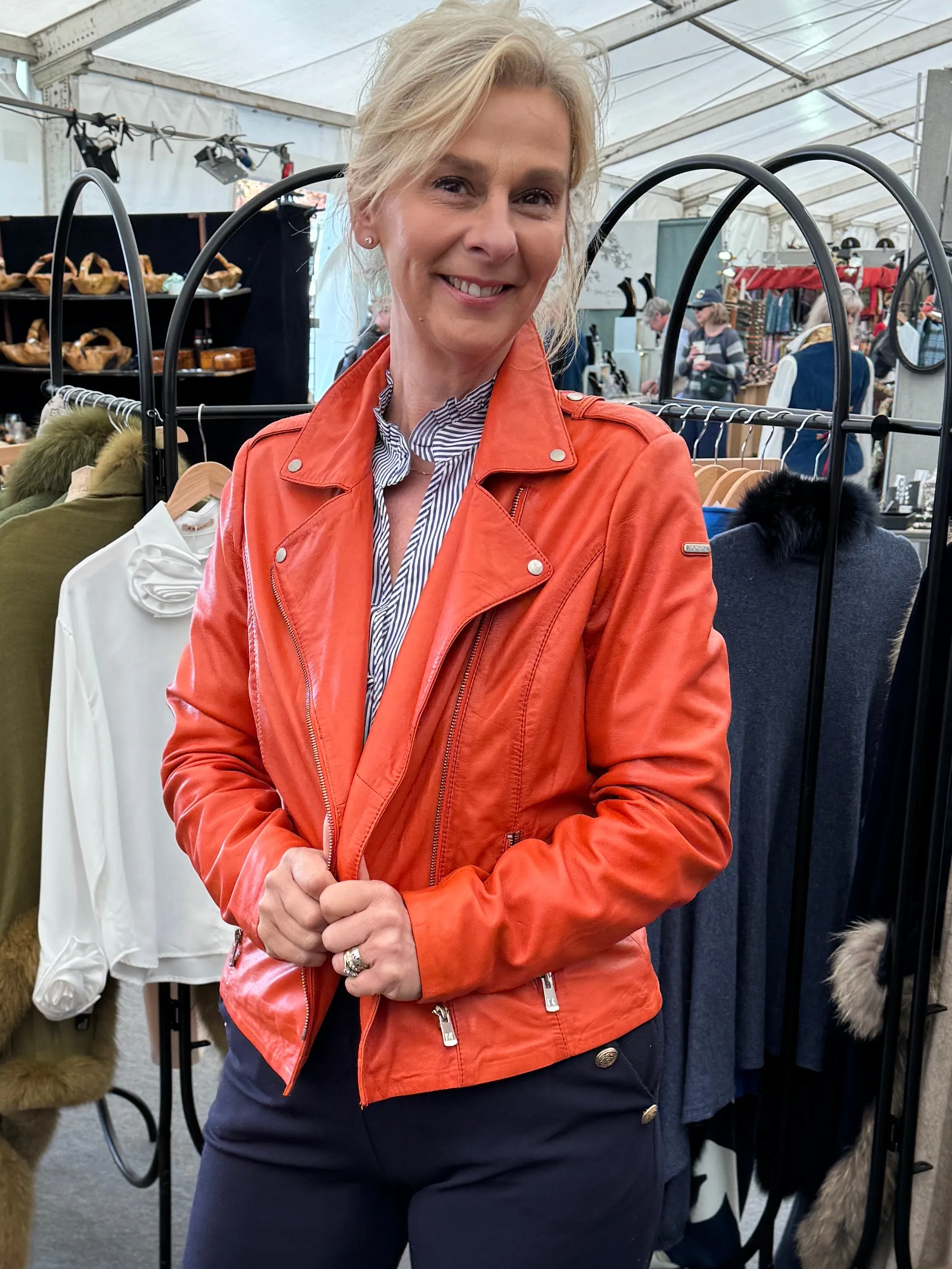 Orange Biker Leather Jacket