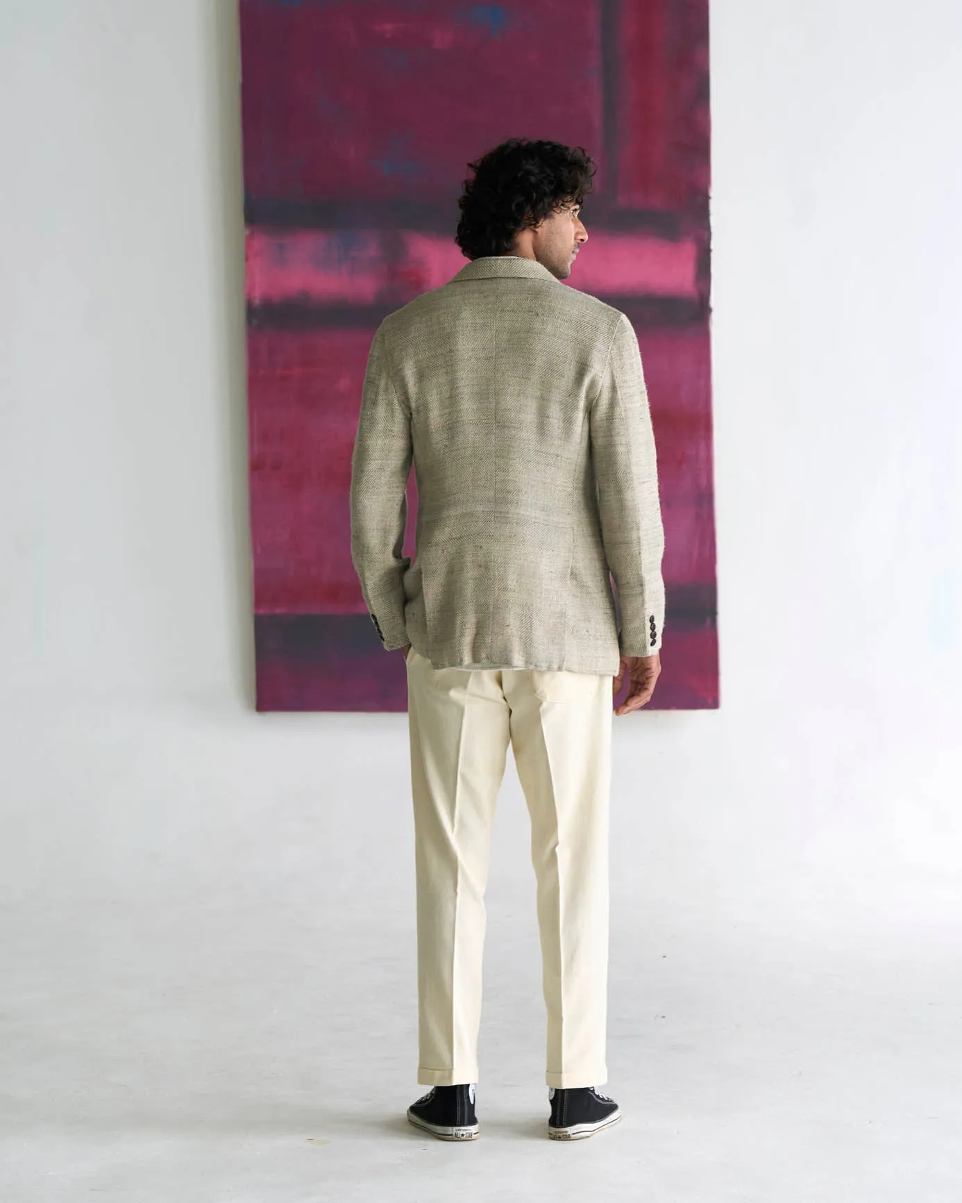 Rana Blazer Off White In Eri Silk