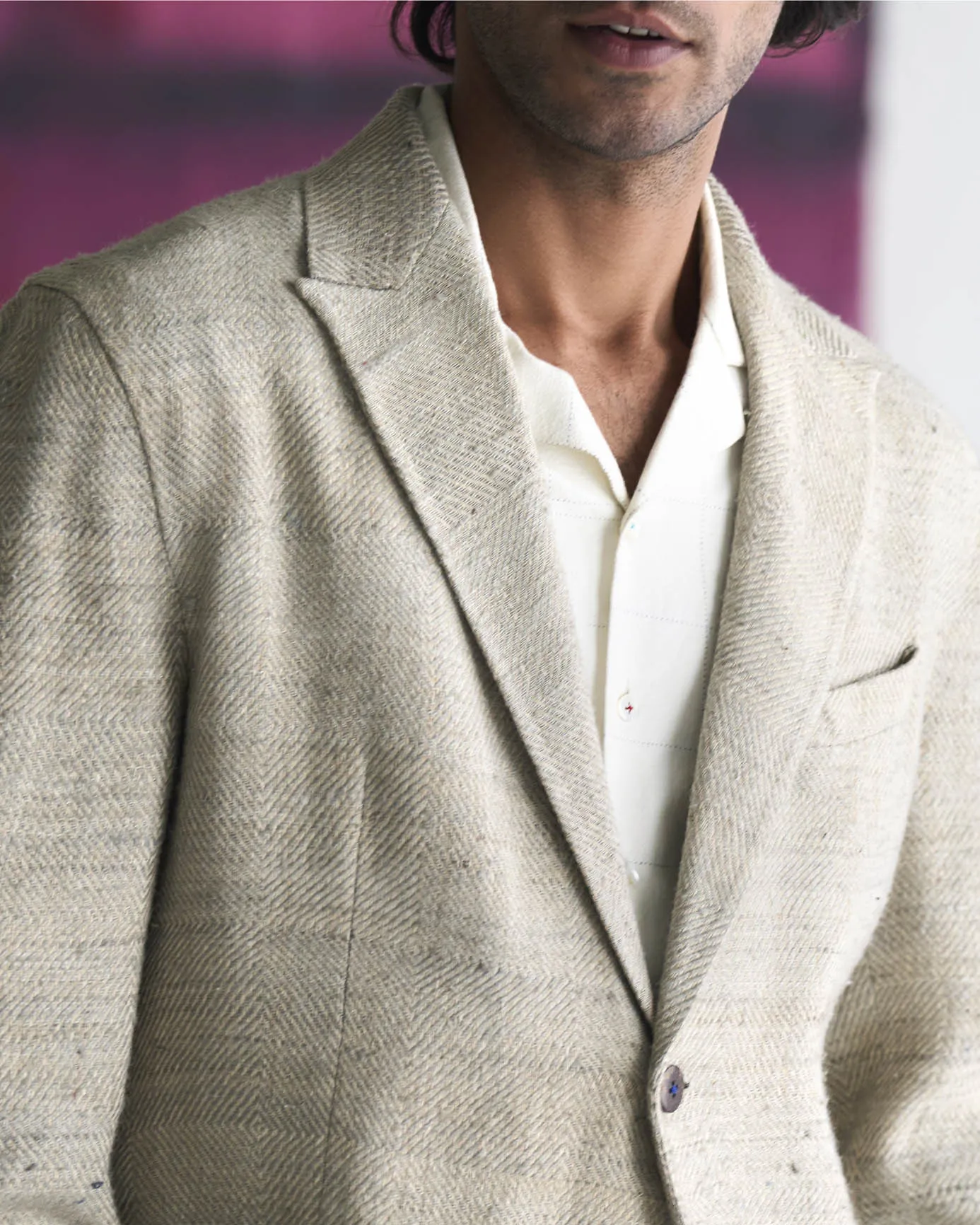 Rana Blazer Off White In Eri Silk