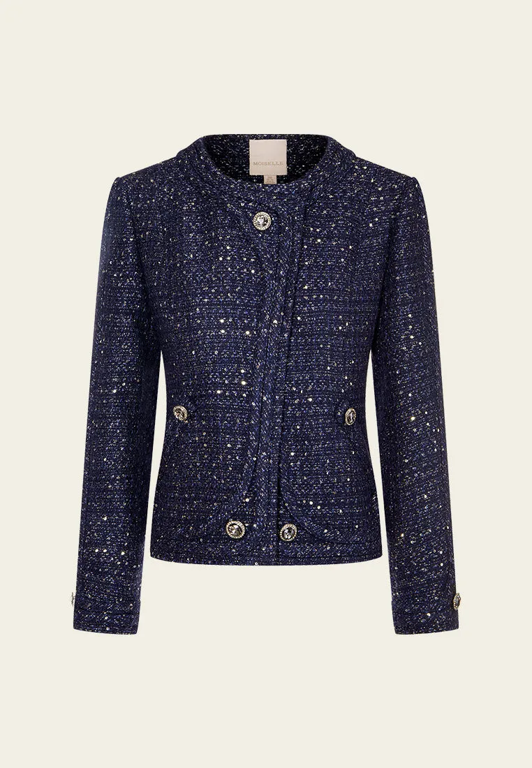 Structured Sequin-detail Lurex Jacket