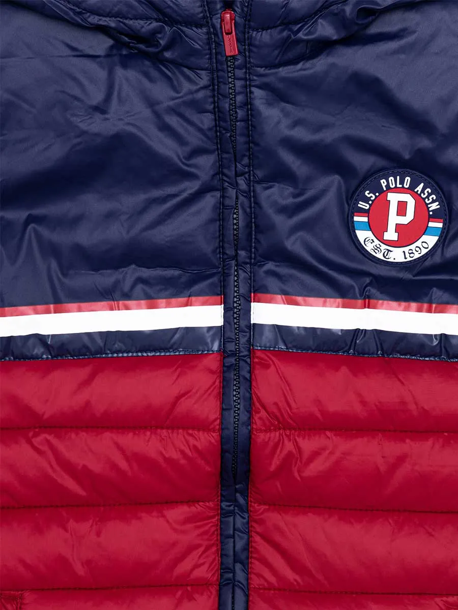 USPA Boys Jacket Quilted Half Sleeve Hoody Navy VR033 USPJK142