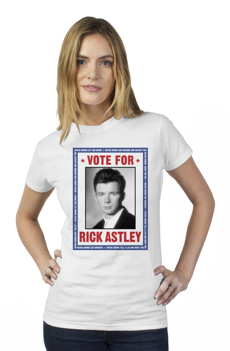 Vote For Rick Astley  -  Womens T-Shirt - 3 Colors