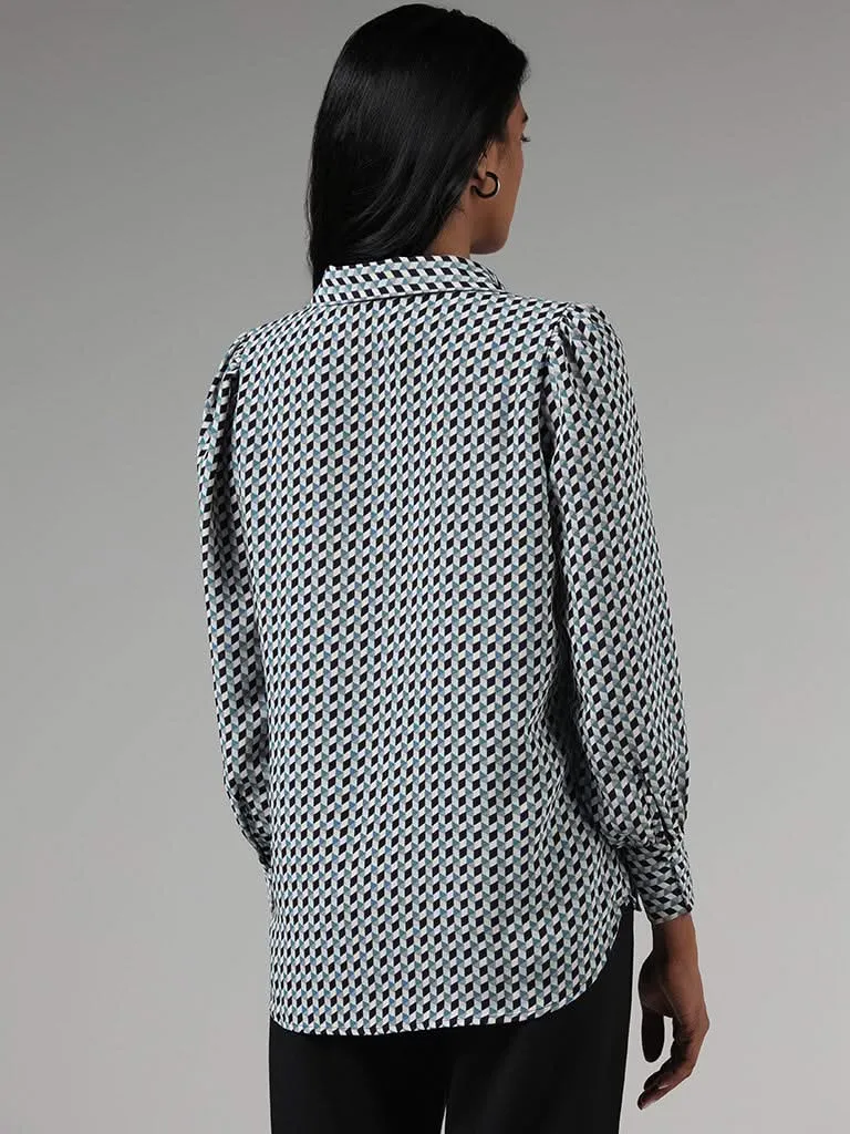 Wardrobe Blue Printed Shirt
