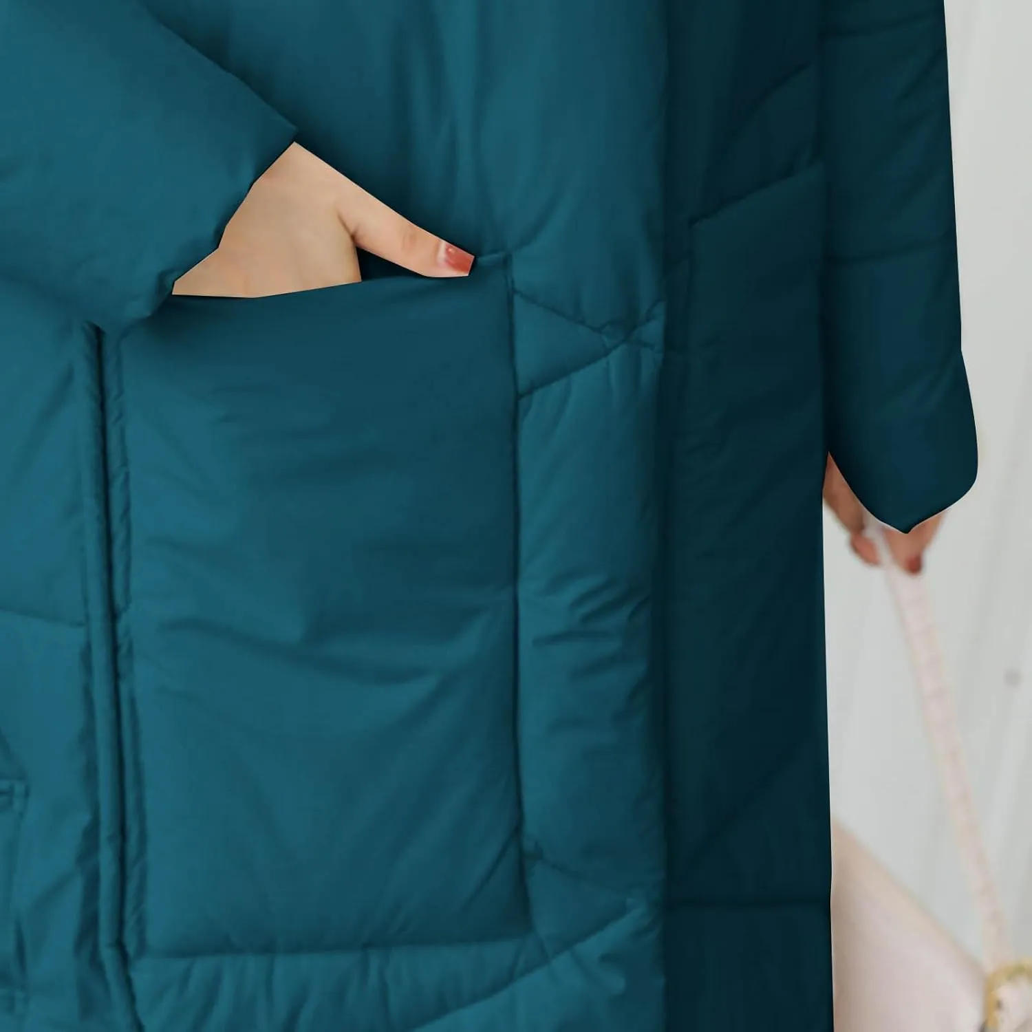 Women's Long Puffer Jacket Casual Solid Maxi Length Hooded Long Sleeve Warm Cotton Padded Coat Quilted Outwear