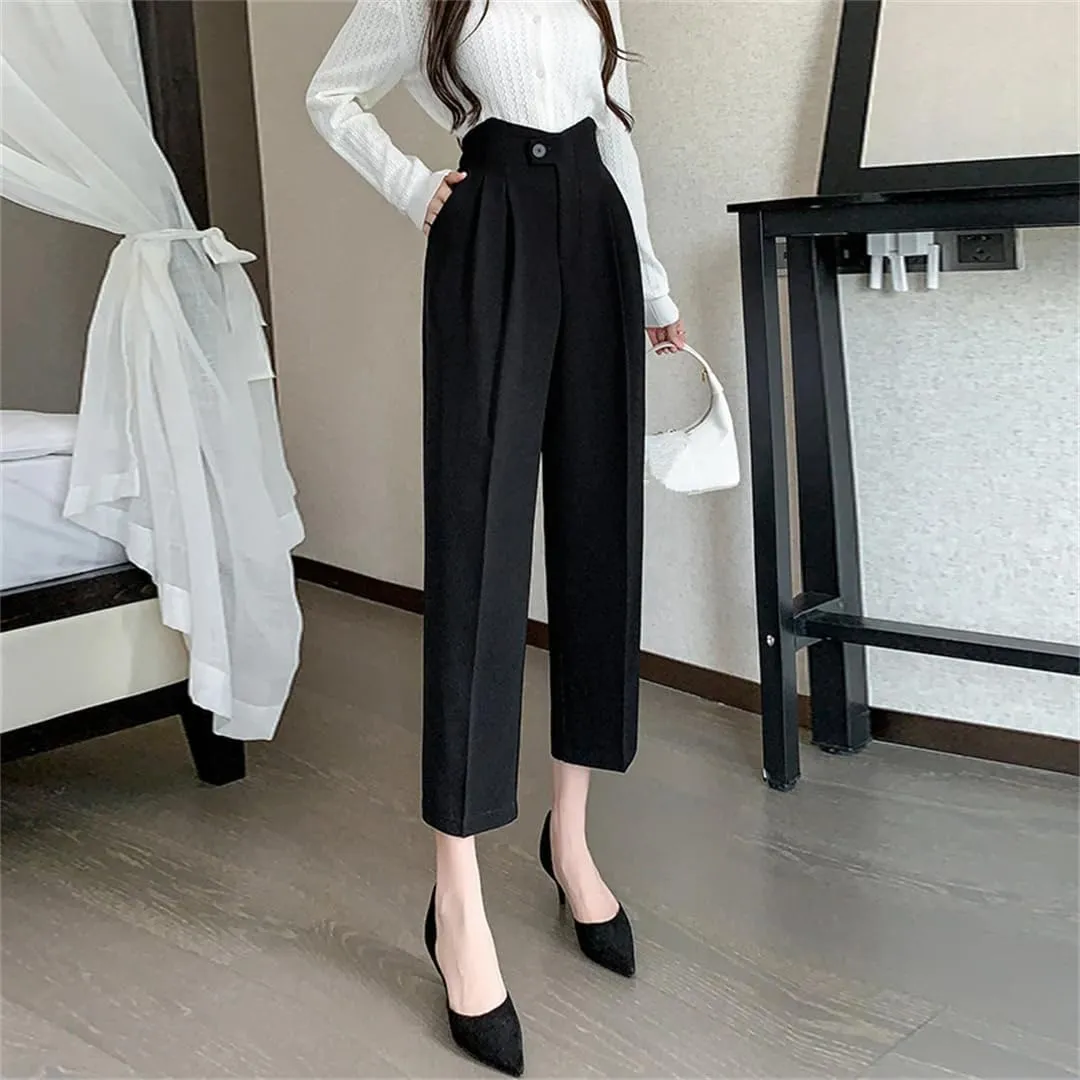 Women's Pants Autumn Harem Pants High Waist Straight Casual Office Lady Ankle Length Trousers