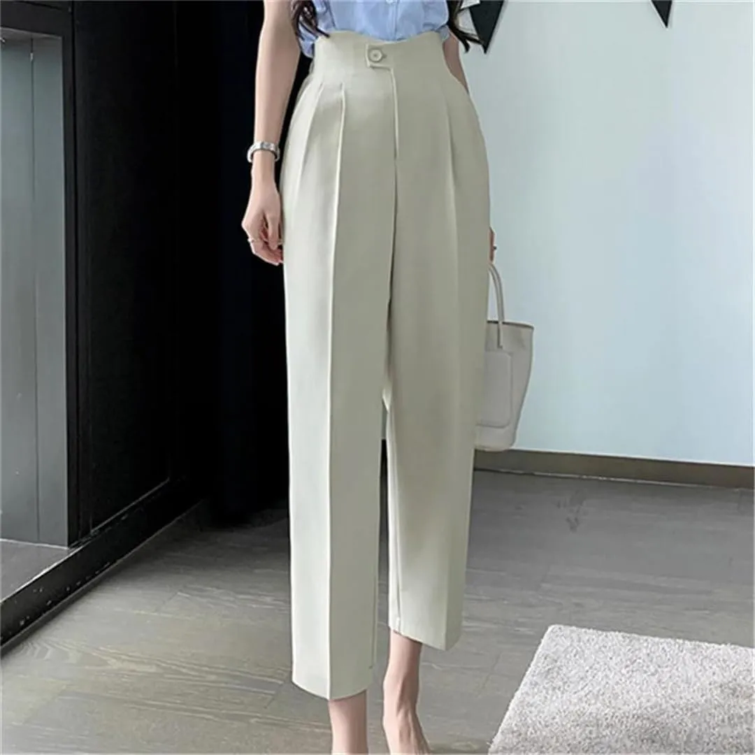 Women's Pants Autumn Harem Pants High Waist Straight Casual Office Lady Ankle Length Trousers