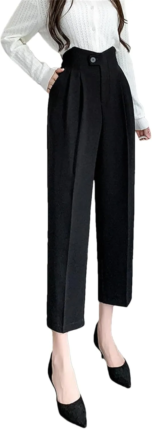 Women's Pants Autumn Harem Pants High Waist Straight Casual Office Lady Ankle Length Trousers